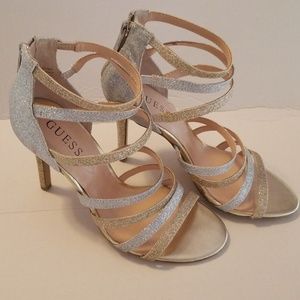 Guess gold and silver 3" heels